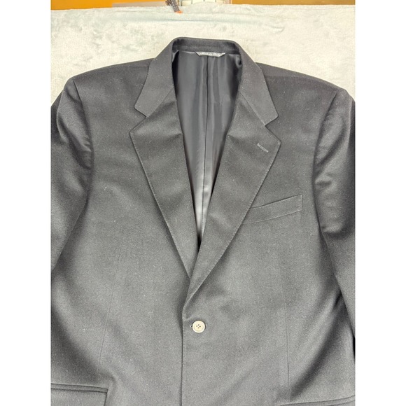 Canali Suit Jacket Mens 46L Long Black Virgin Wool Italy Blazer Blue Label